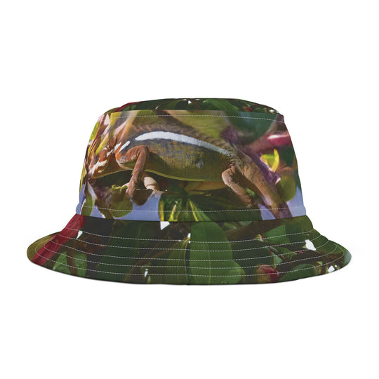 Bucket Hat (AOP)- Chameleon on leaves