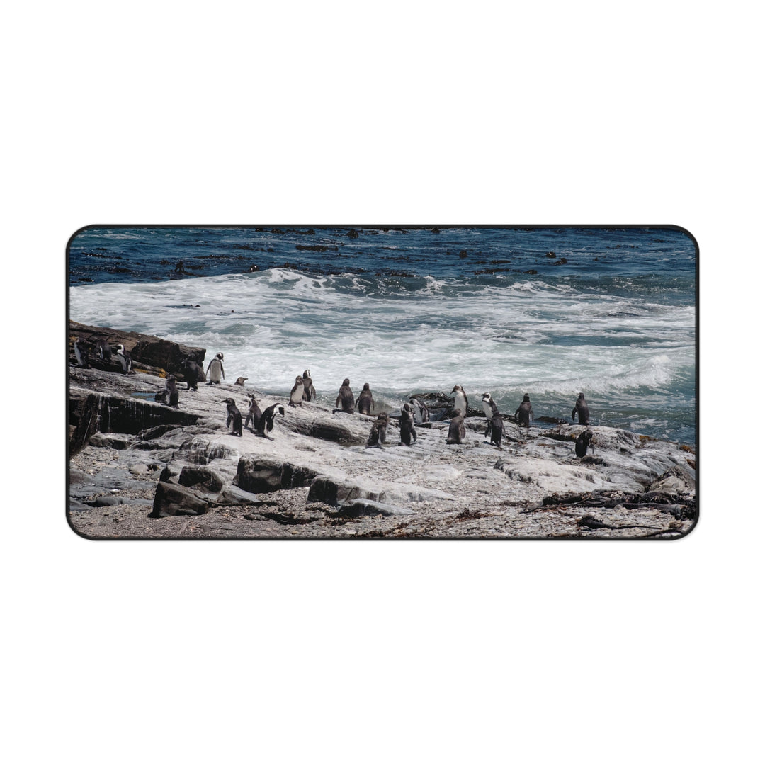 Penguin Ocean Scene Gaming Mat – Wildlife Desk Pad – Blue Sea Workspace Decor