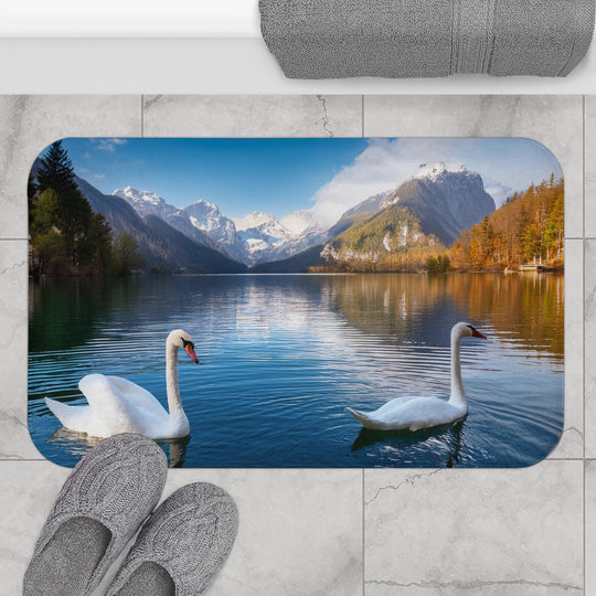 Bath Mat- Swans in a Mountain Lake