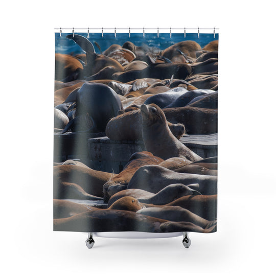 Sealions Shower Curtain - Ocean Dock Vibes