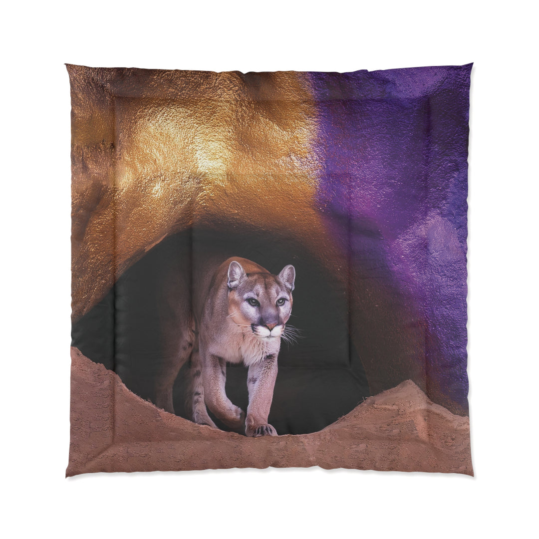 Comforter - Mountain Lion Purple Gold Cave Theme