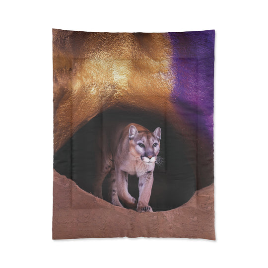 Comforter - Mountain Lion Purple Gold Cave Theme