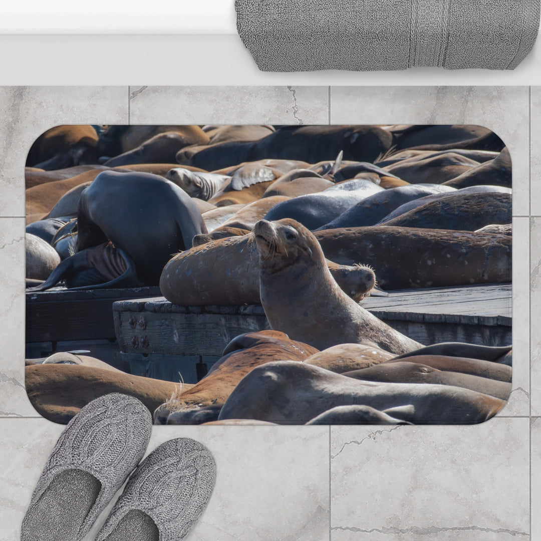 Bath Mat - Sea Lions on Ocean Dock