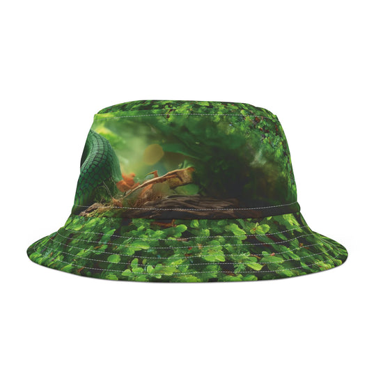 Bucket Hat featuring a Boomslang with lush green leaves