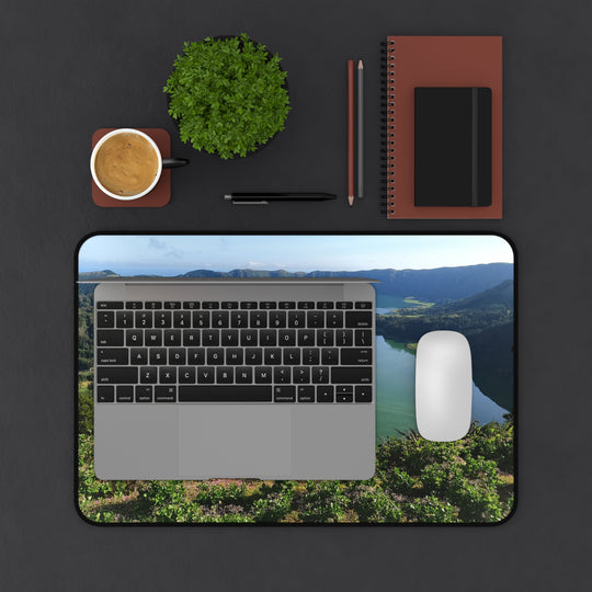 Sete Cidades Caldera Desk Mat – Azores Volcanic Lake Panorama