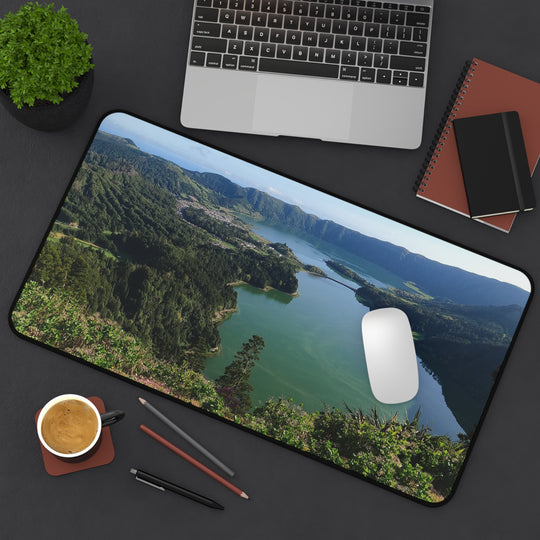 Sete Cidades Caldera Desk Mat – Azores Volcanic Lake Panorama