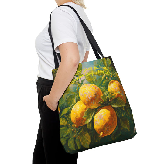 Lemon Quote Tote Bag, Fun Eco-Friendly Carry All, Gift for Friends, Stylish