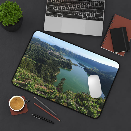 Sete Cidades Caldera Desk Mat – Azores Volcanic Lake Panorama