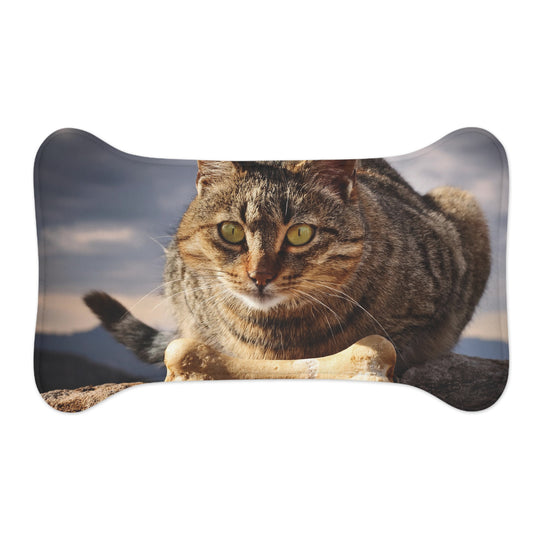 Pet Feeding Mats - Cat sitting over a dog bone design