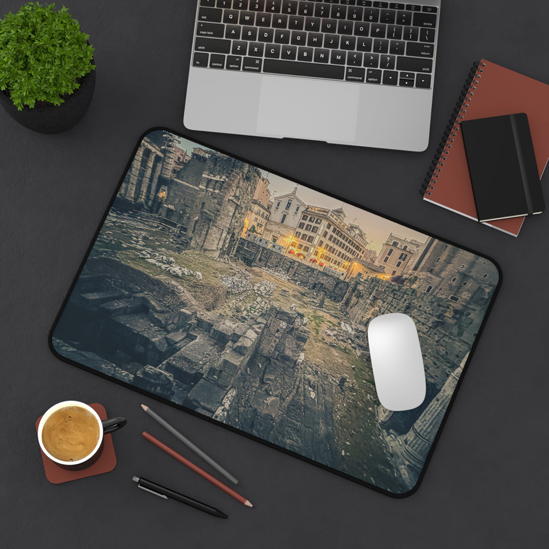Ancient Roman Ruins Desk Mat | Historic Cityscape Mousepad