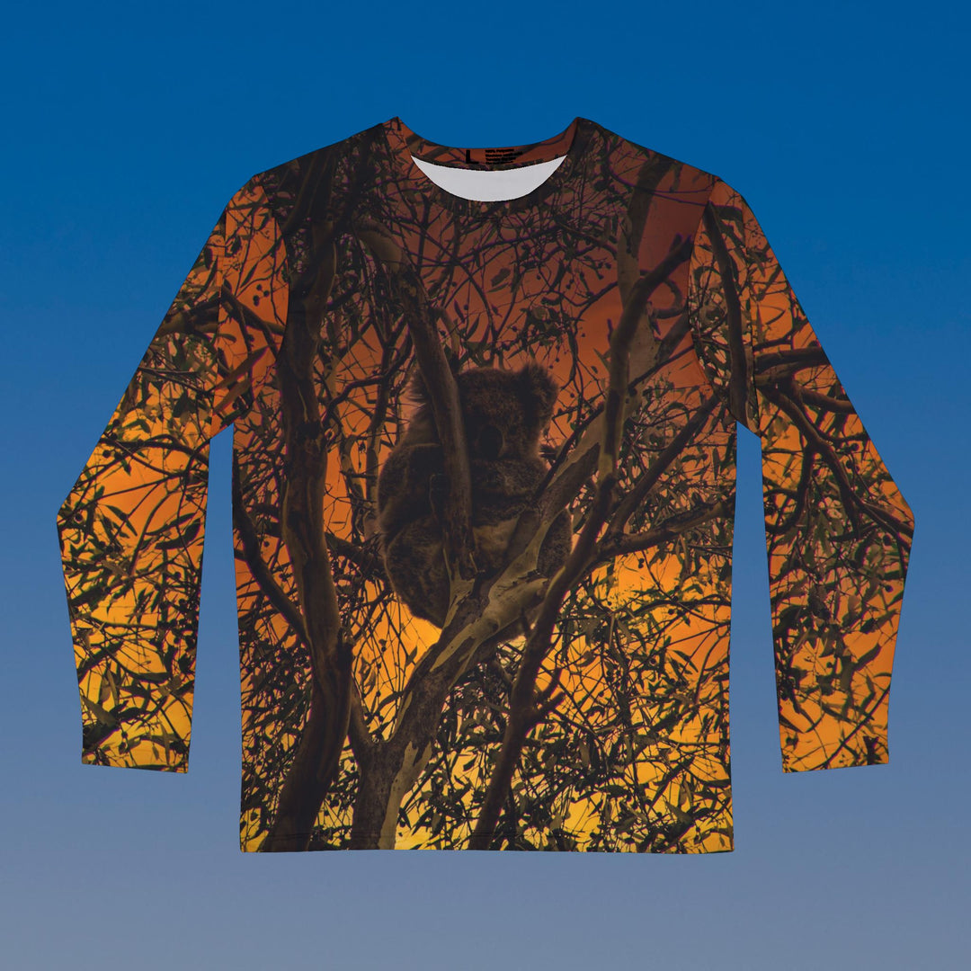 Men's Long Sleeve Shirt (AOP)- Koala Bear at sunset