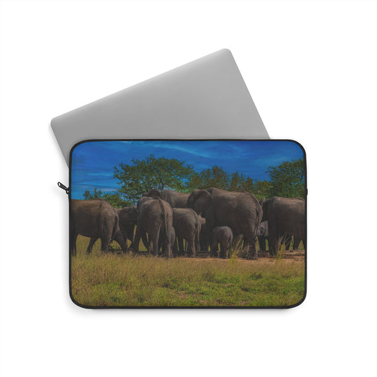 Elephant Laptop Sleeve, African Safari Tech Case, Wildlife Computer Cover