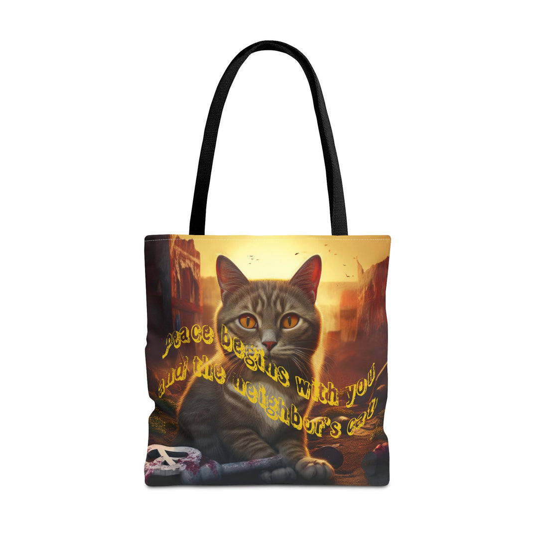 Tote Bag - Peace Begins With You and the Neighbor's Cat Design