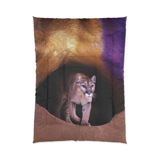 Comforter - Mountain Lion Purple Gold Cave Theme