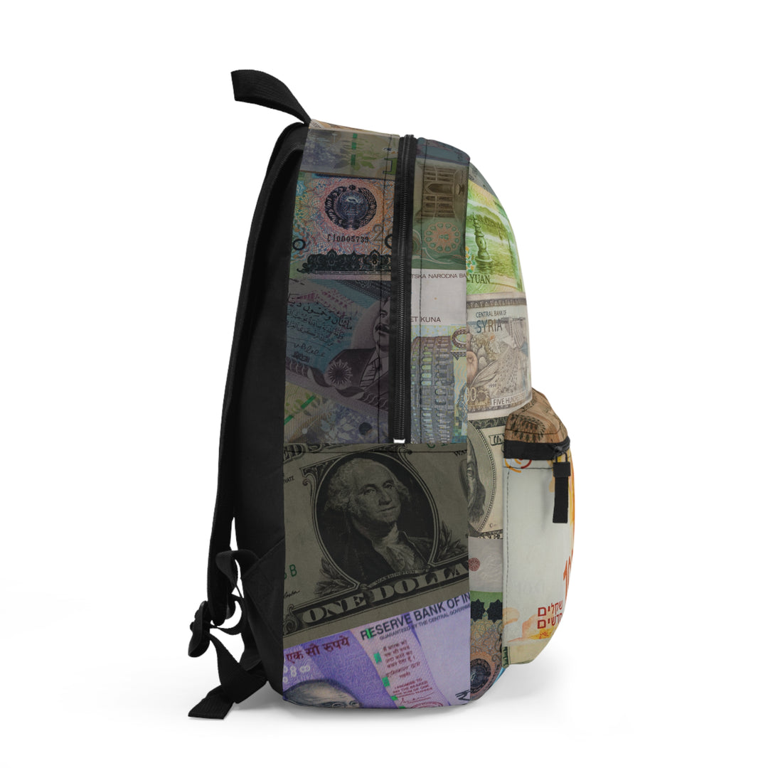 Backpack with World Currencies Design