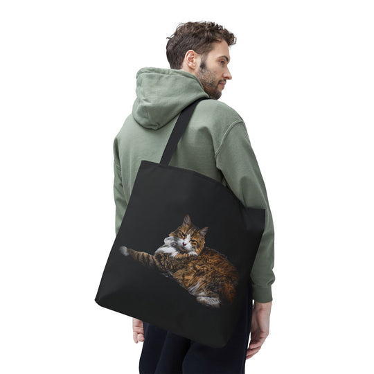Cat Tote Bag Black Stylish Canvas Shoulder Bag Cute Cat Lover Gift